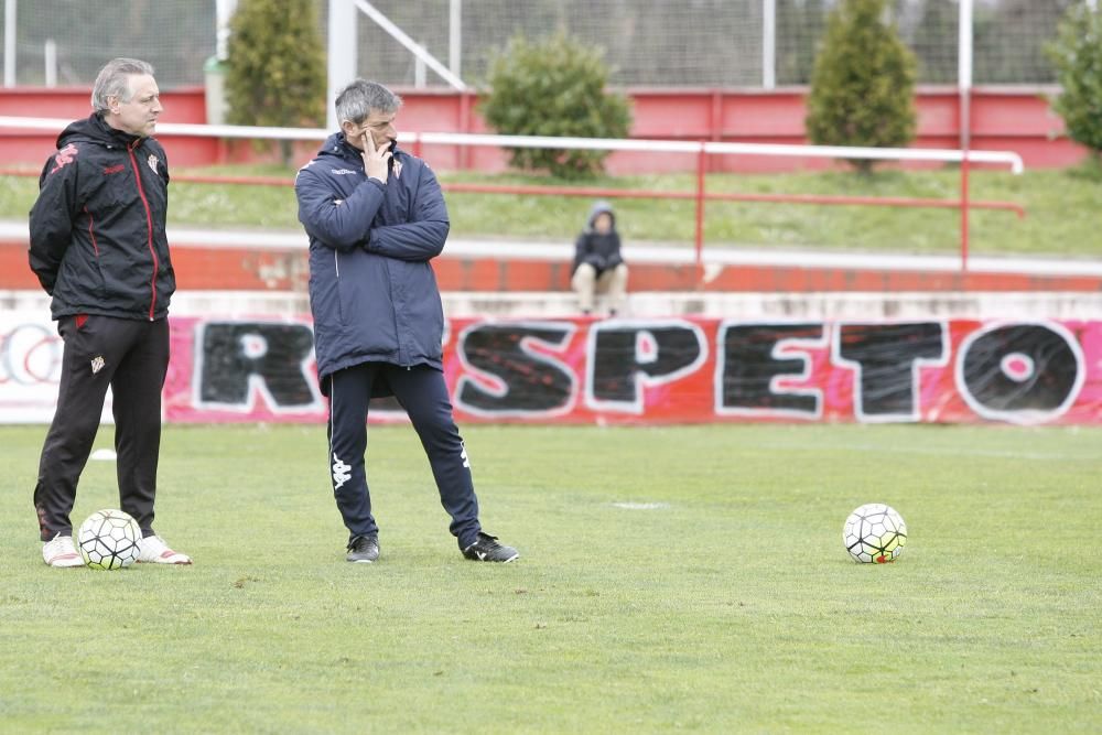 Entrenamiento del Sporting tras su regreso de Málaga