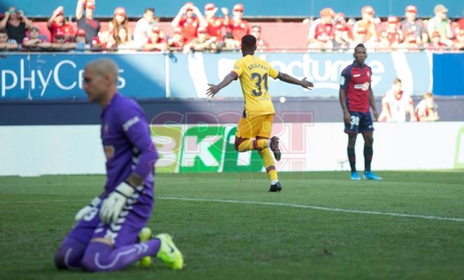 Las imágenes del partido entre  el Osasuna y el FC Barcelona correspondiente a la jornada 3 de LaLiga Santander disputado en el estadio El Sadar, Pamplona.