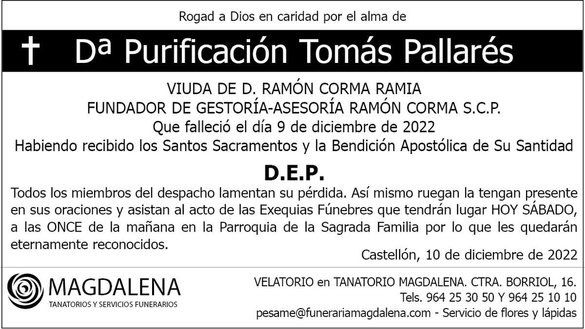 Dª Purificación Tomás Pallarés