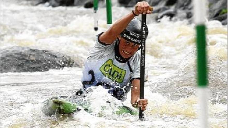 Núria Vilarrubla, en competició, instants abans d&#039;obtenir la medalla d&#039;argent darrere de Jessica Fox