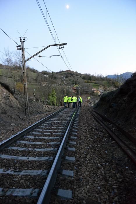 Descarrila un tren de mercancías en Lena