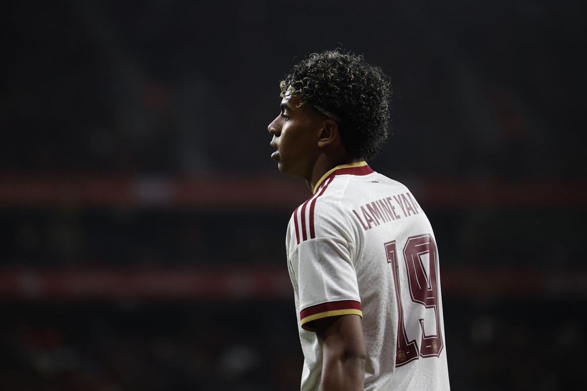 Lamine Yamal, durante el España-Egipto en Cornellà