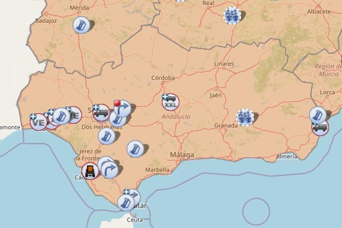 Incidencias del tráfico en Andalucía este 15 de agosto