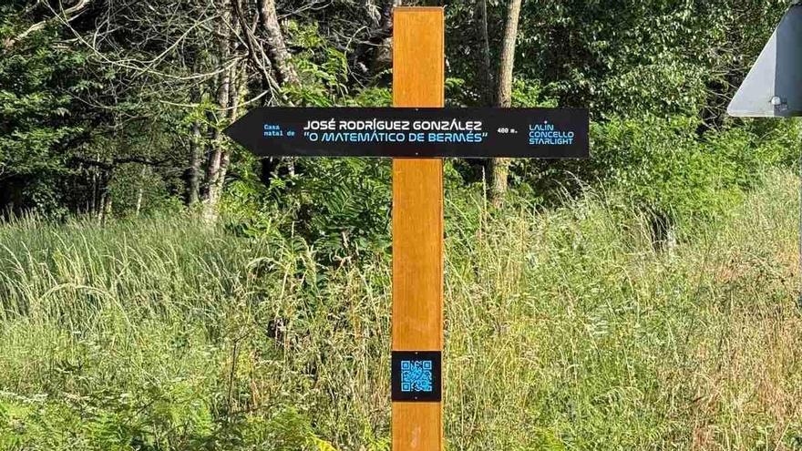 Señalización de la ruta del Matemático de Bermés.