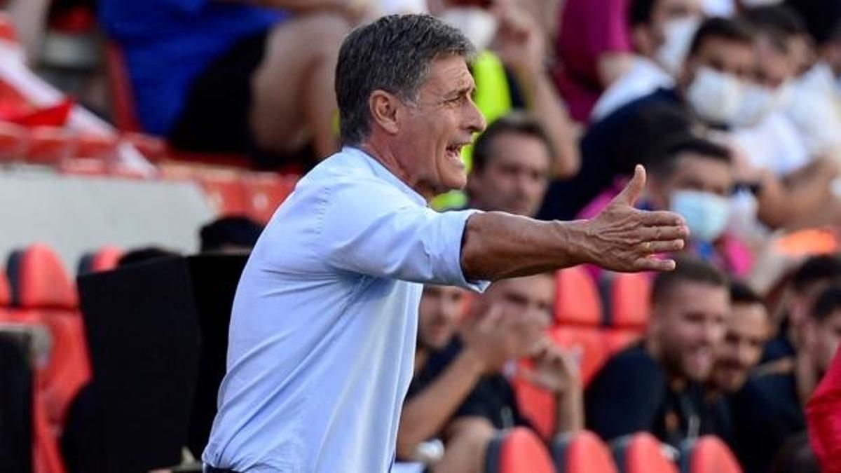 Michel da instrucciones en un partido del Getafe.