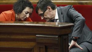 El president de la Generalitat, Salvador Illa, y la consellera de Economia, Alícia Romero, esta semana en el Parlament