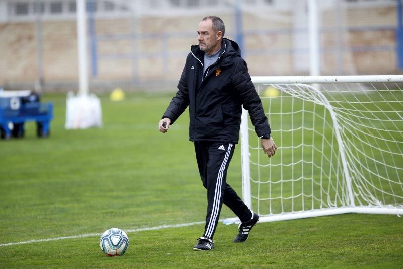 Entrenamiento del Real Zaragoza antes del partido contra la SD Huesca