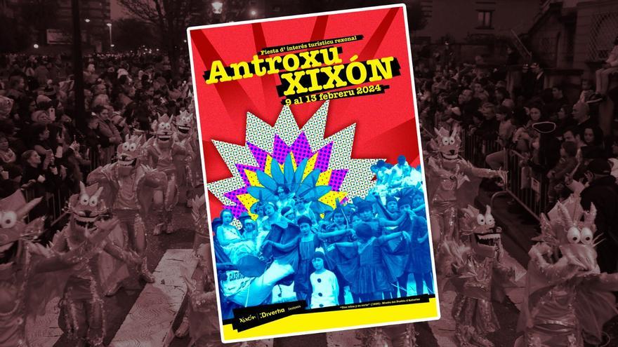 El Antroxu de Gijón presenta su cartel, con un diseño de César Sánchez basado en una celebración de 1929