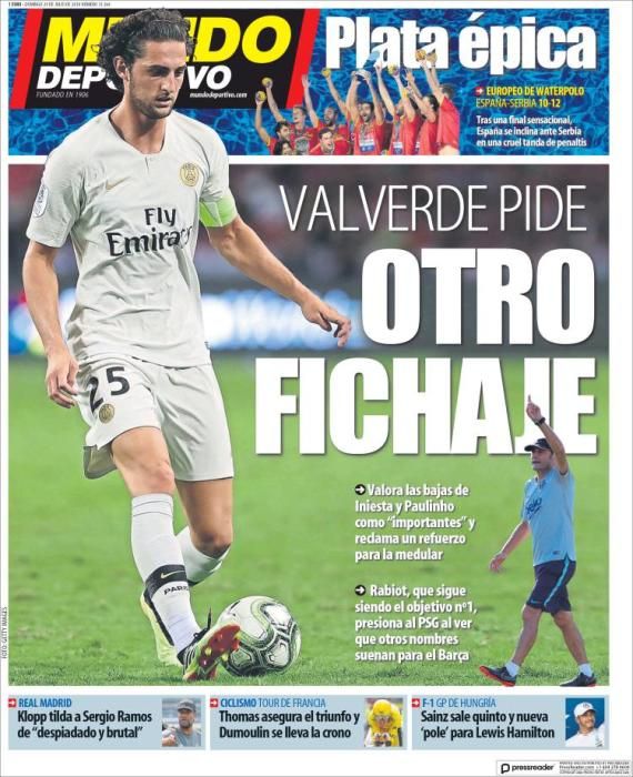 Portada MUNDO DEPORTIVO domingo 29 de julio 2018