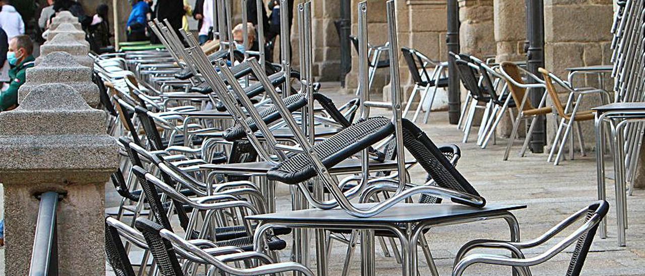 Terraza recogida en la Praza Maior. |   // IÑAKI OSORIO