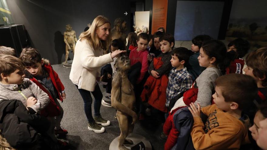 Grupos de escolares visitando la muestra