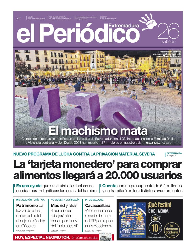 Consulta la portada correspondiente al día 26 de noviembre de 2022