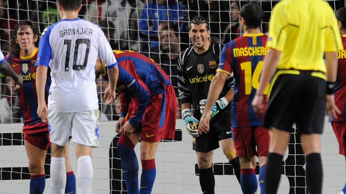 José Manuel Pinto en el Barça - Copenhague de la Champions League 2010/11