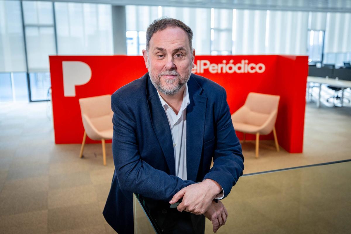 Oriol Junqueras, presidente de ERC, durante su entrevista en la sede de El Periódico.