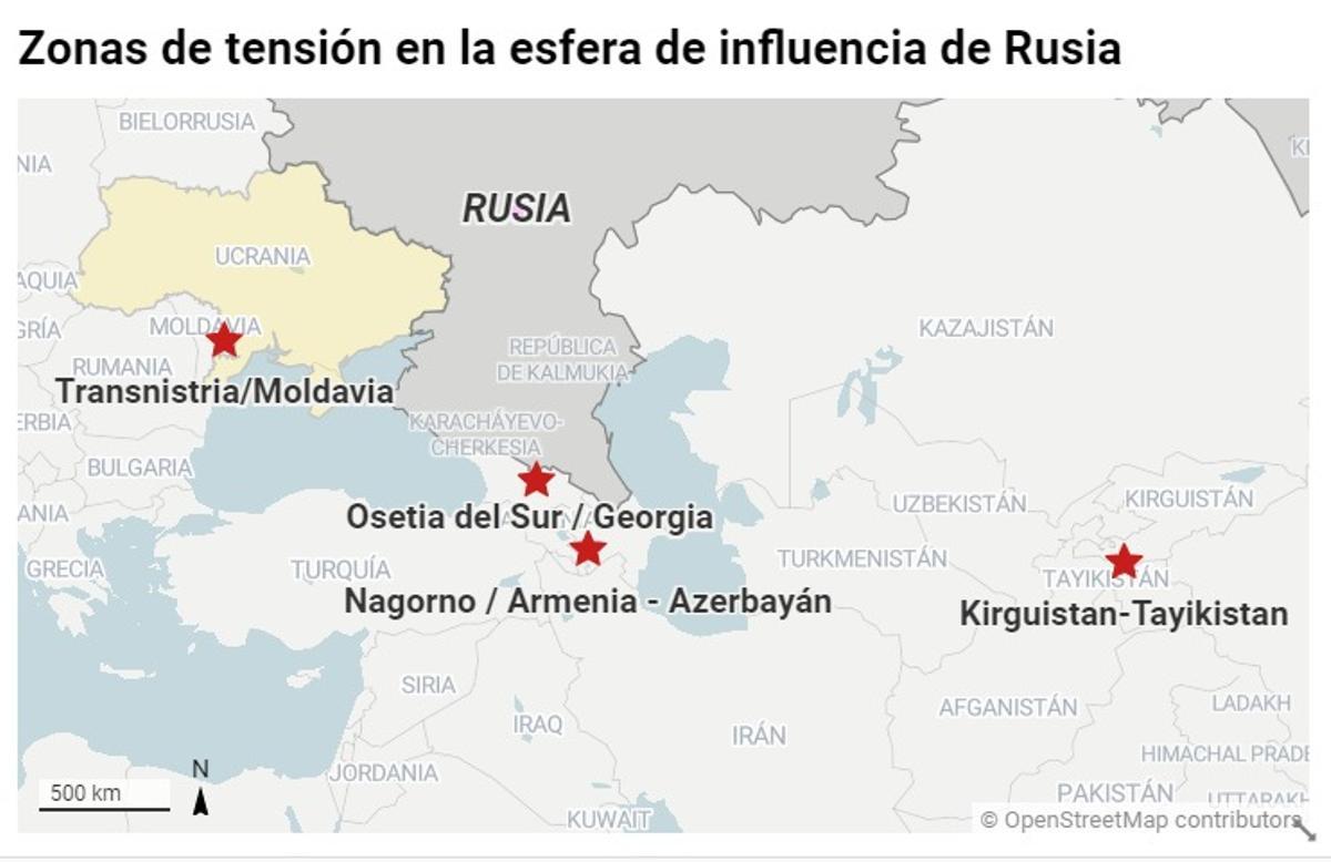 Zonas de tensión en la esfera de influencia rusa