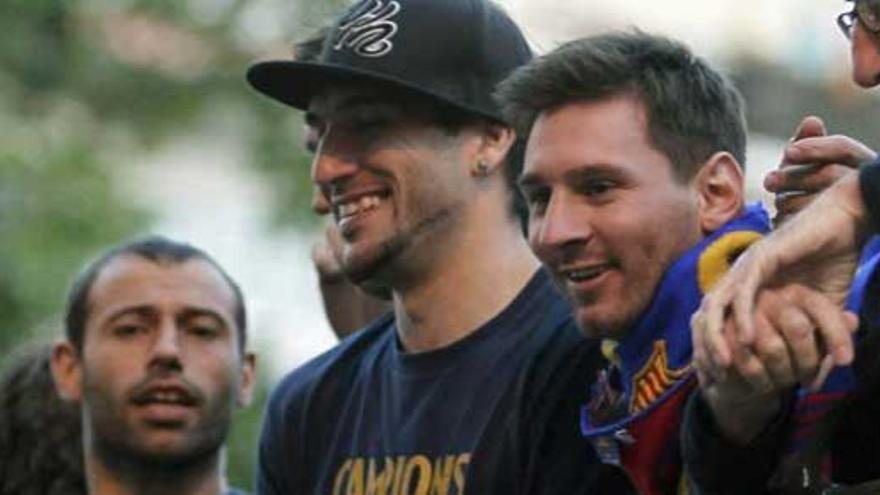Messi, en la celebración de la Liga.