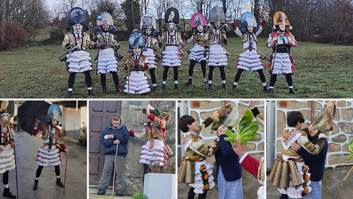 Un grupo de felos participó este sábado en la primera salida del Entroido en Maceda.