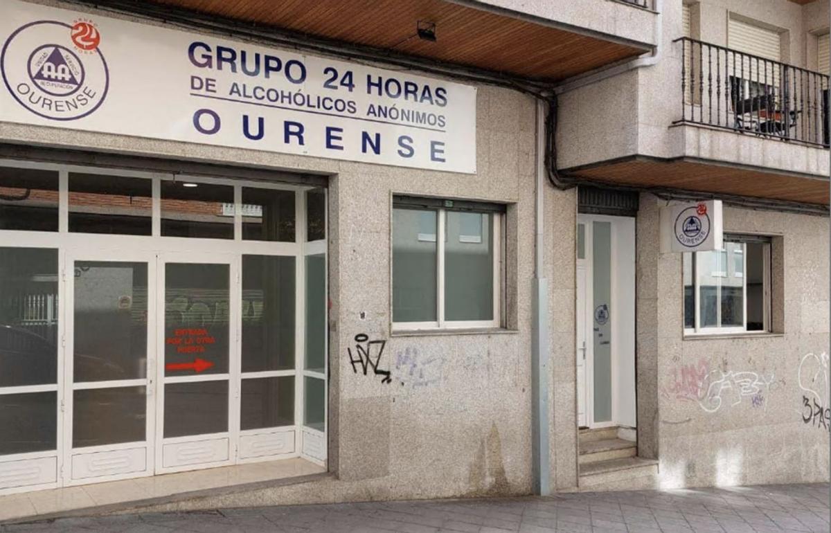Imagen datada en 2023 del local del Grupo 24 Horas de Alcohólicos Anónimos en Ourense.