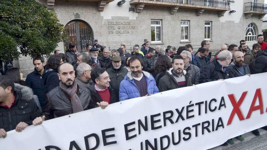 Protesta de los trabajadores de Alcoa, la semana pasada en A Coruña.