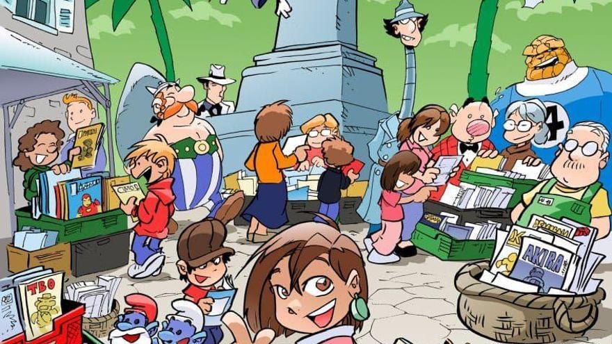 Vista parcial do cartel das xornadas sobre o cómic do Liceo de Noia.