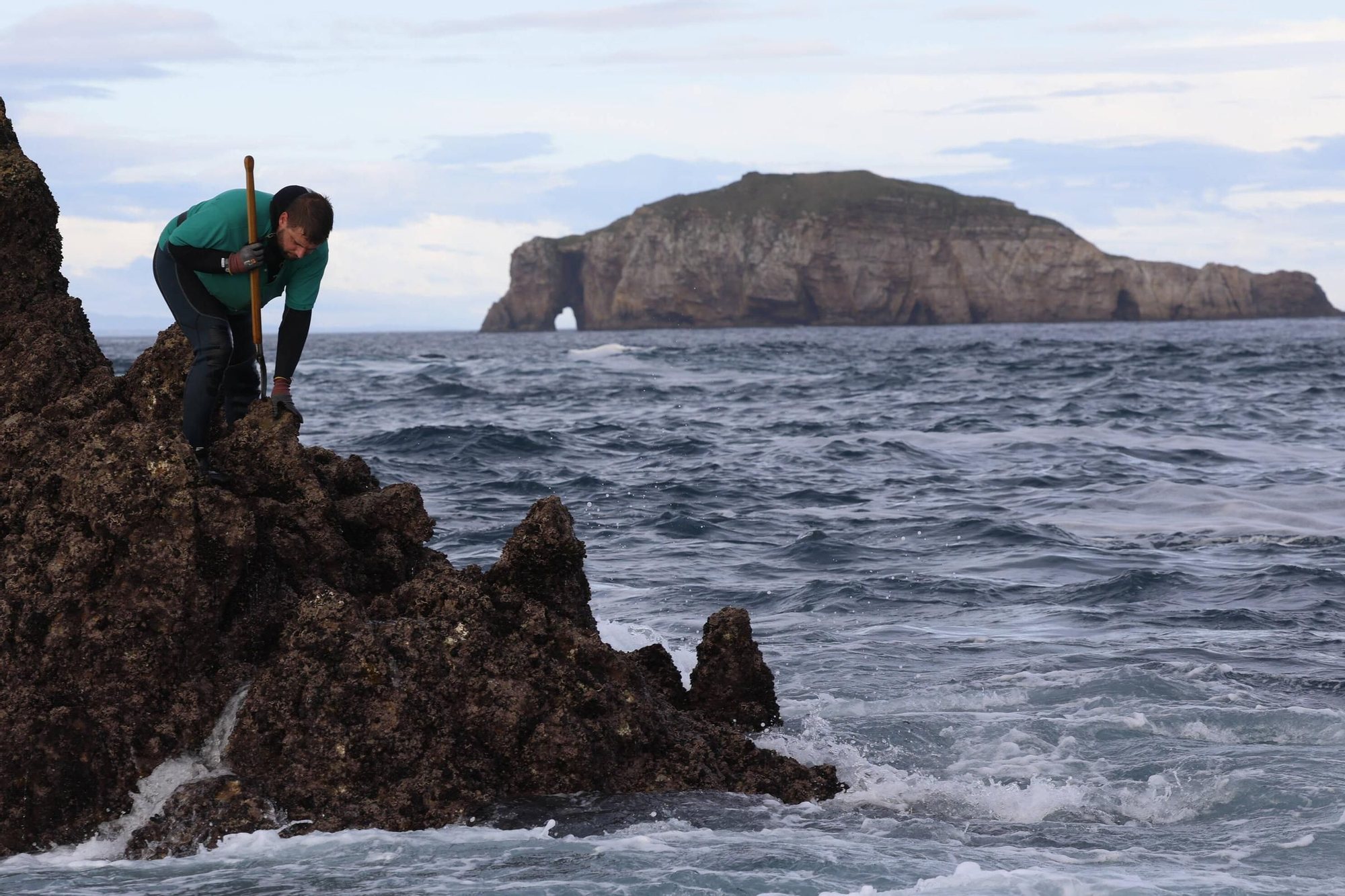 EN IMÁGENES: Así es la dura jornada de los perceberos del cabo Peñas: un oficio de alto riesgo a merced de las olas