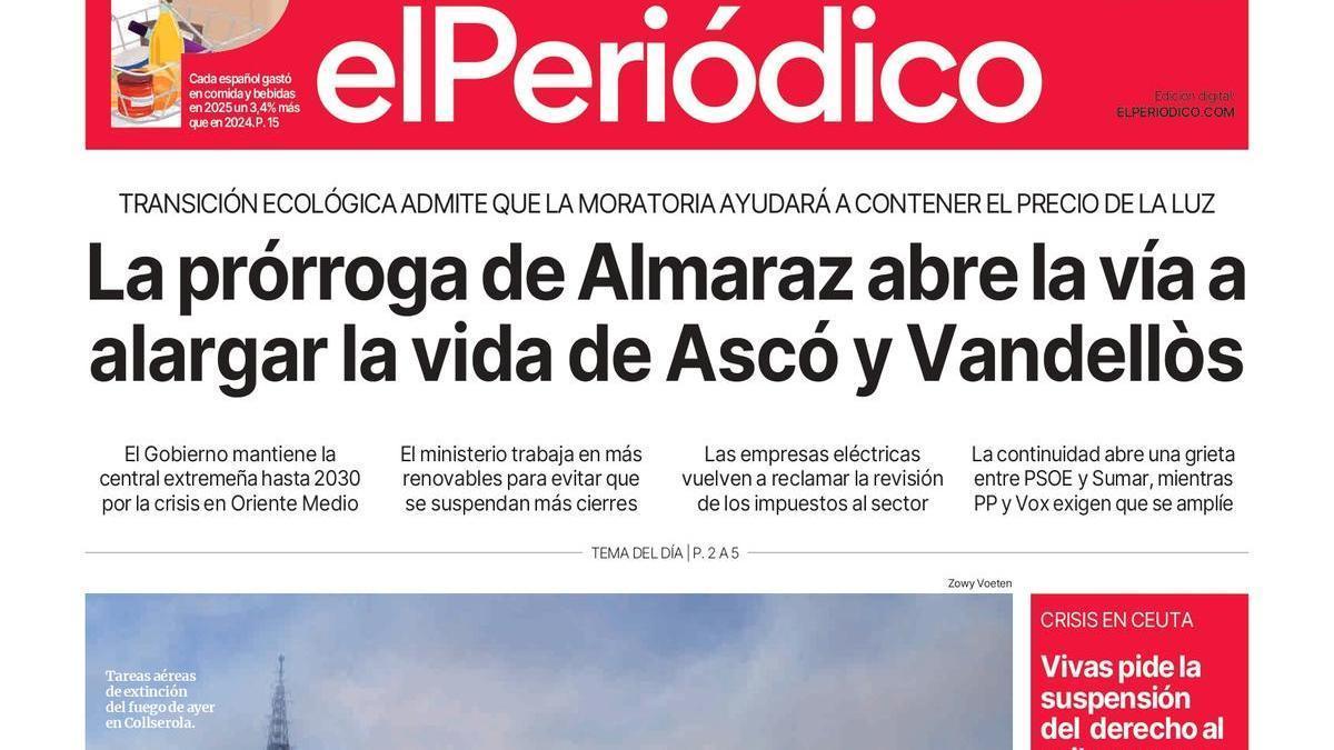 La portada de EL PERIÓDICO del 15 de agosto de 2026