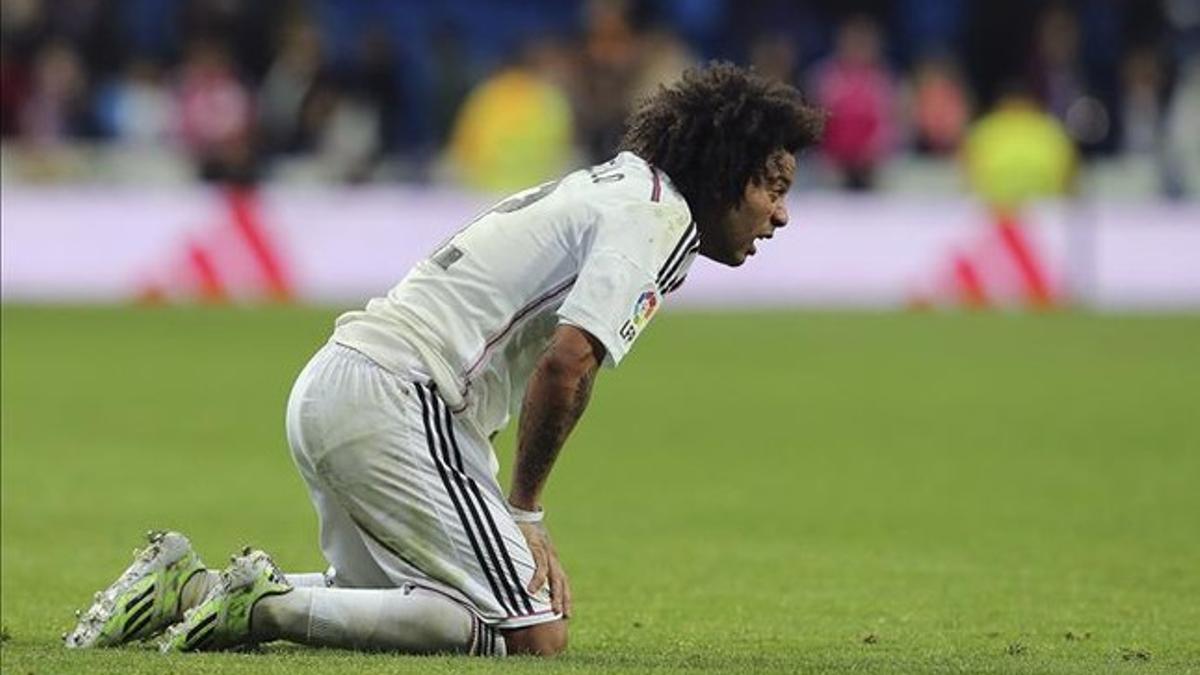 Marcelo no podía creerse el tropiezo del Real Madrid