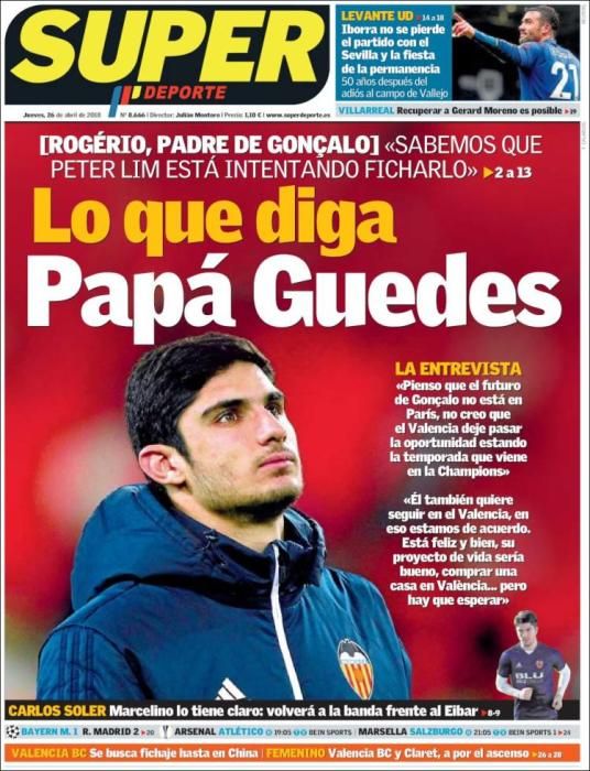 Portadas deportivas del jueves 26 de abril