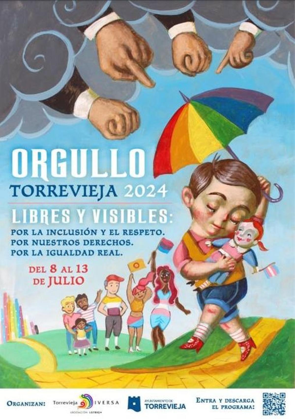 Cartel anunciador de las actividades que se están desarrollando con motivo de la semana del Orgullo en Torrevieja