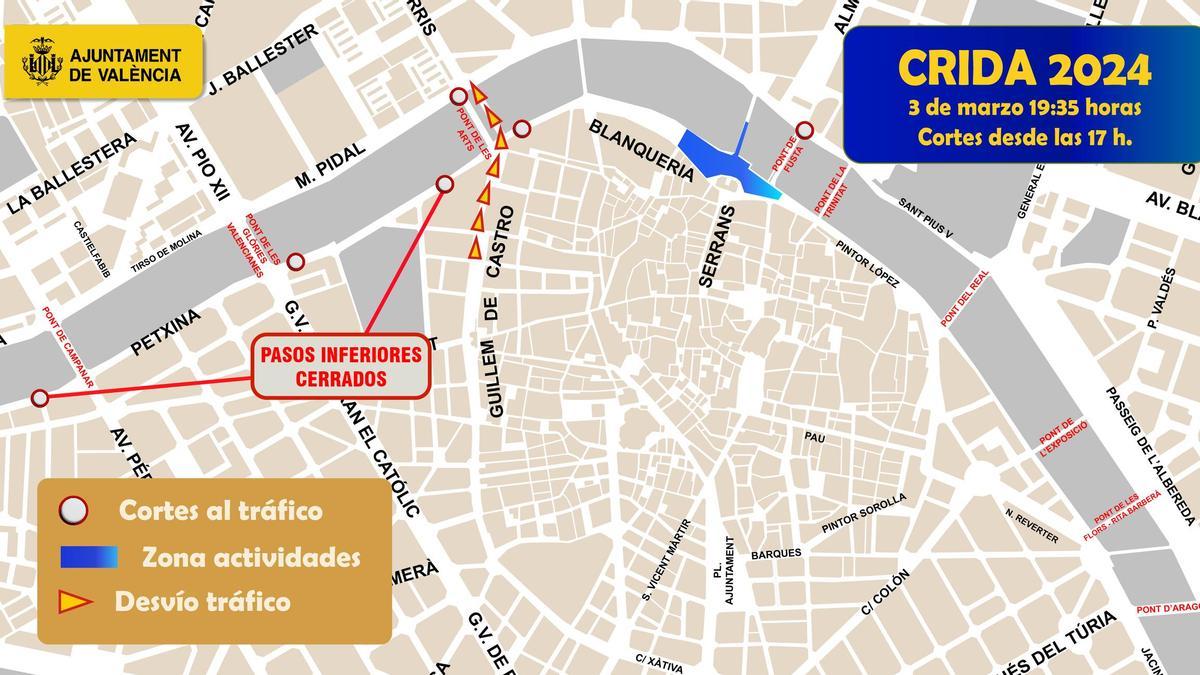 Plano de ordenación del tráfico para este domingo en València
