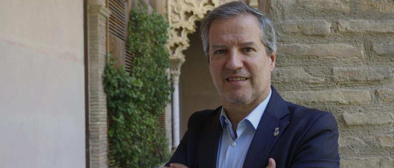 El coordinador de Cs Aragón, Daniel Pérez, esta semana en el Palacio de la Aljafería, sede del Parlamento aragonés.