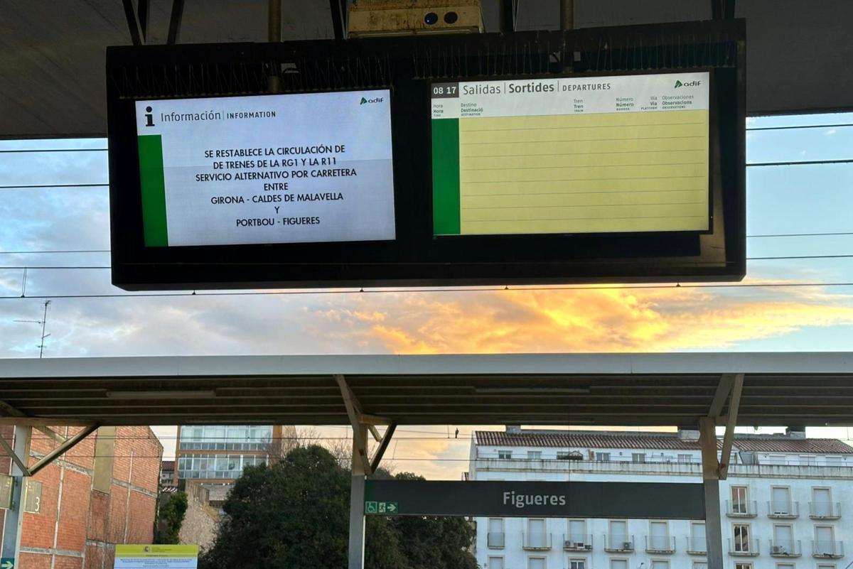 Els trens entre Girona i Figueres no segueixen ni els horaris ni la freqüència habituals.