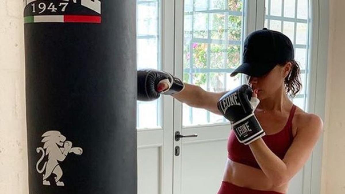 Victoria Beckham practicando Kick boxing