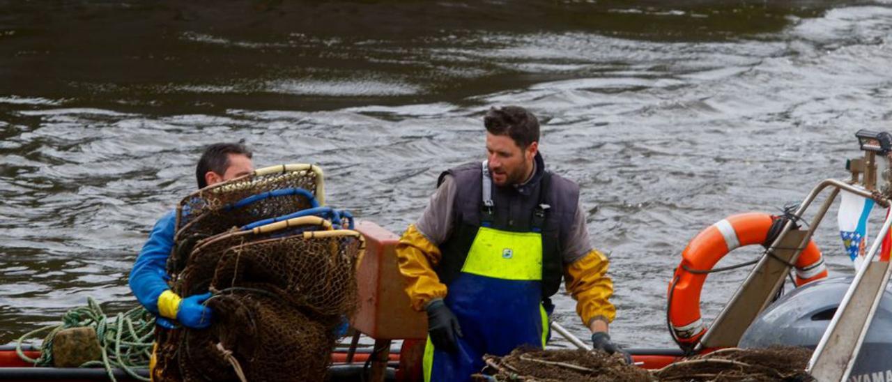 Los pescadores largan los aparejos en el Ulla.   | // IÑAKI ABELLA