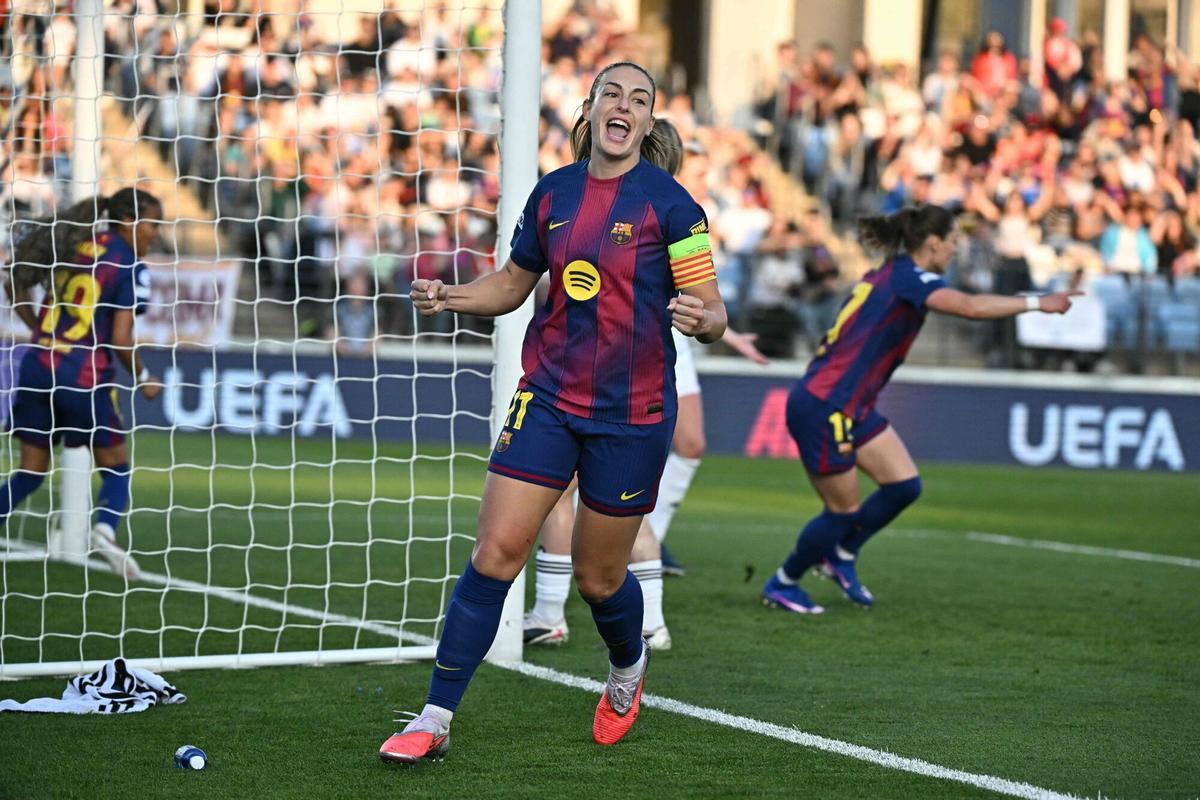 Alexia celebra el primer gol del Barça contra el Madrid este miércoles.