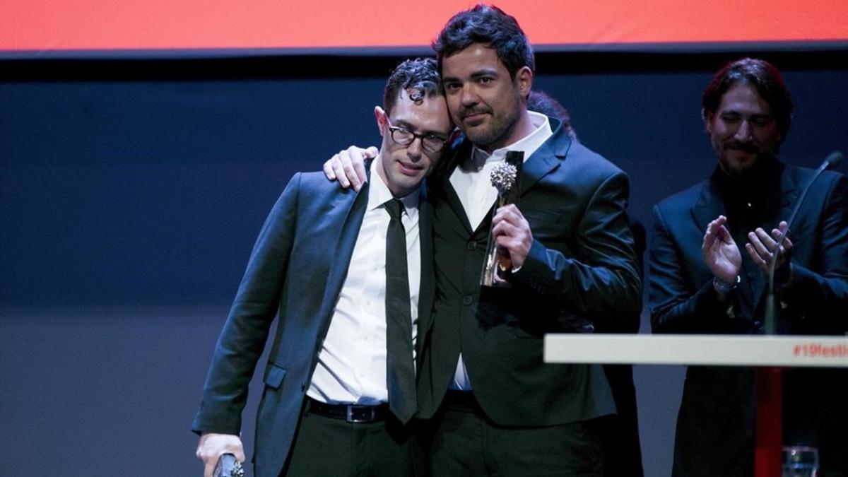 Carles Torras, en la clausura del festival de Málaga, junto a Martin Bacigalupo, coguionista y protagonista de 'Callback'