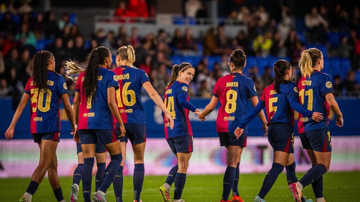 Las jugadoras del Barça celebrando un gol esta temporada
