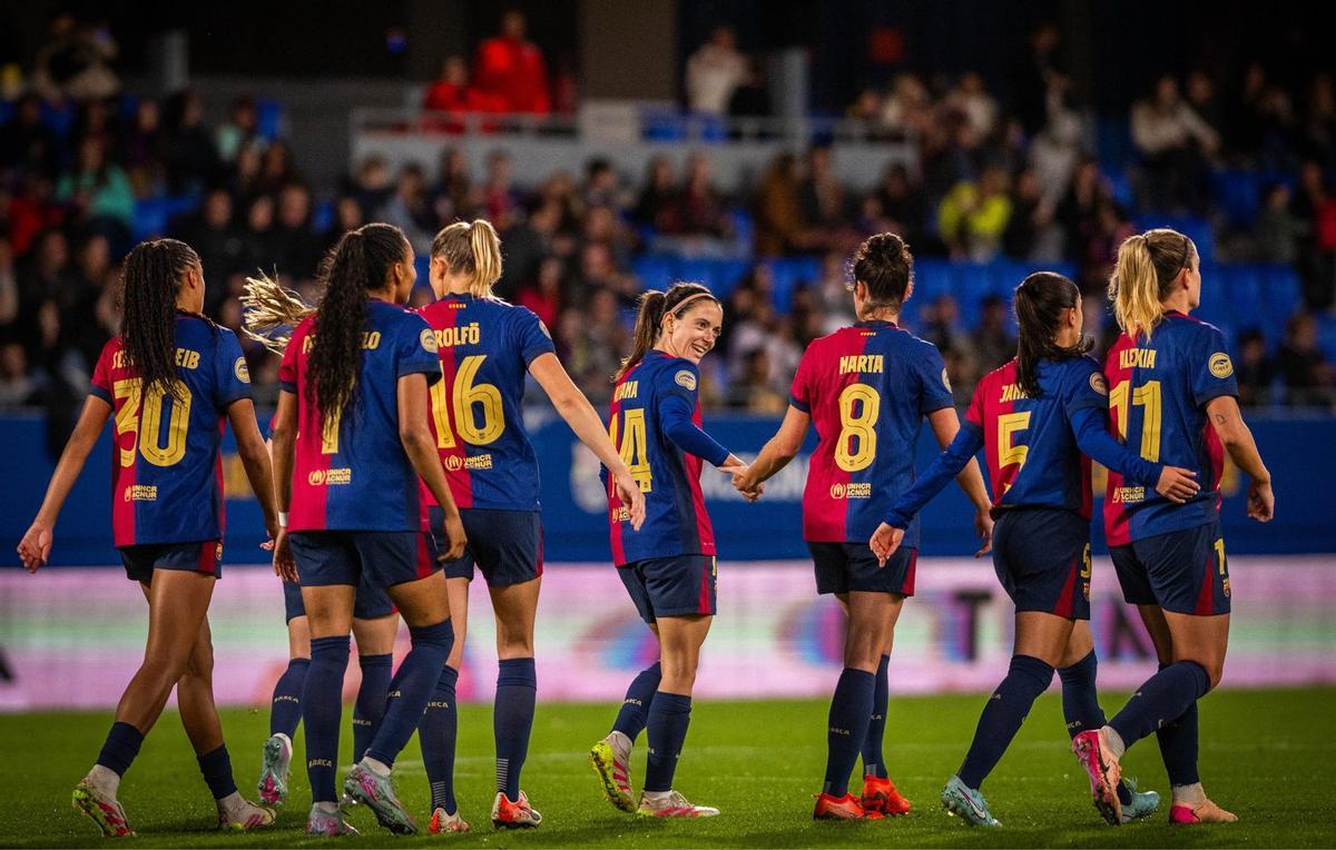 Las jugadoras del Barça celebrando un gol esta temporada