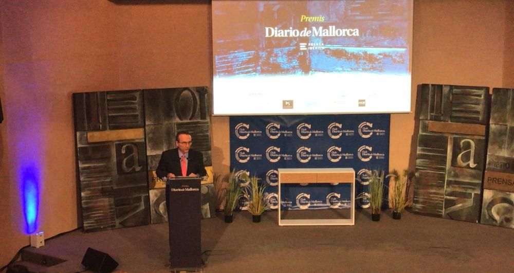 El presidente de Prensa Ibérica, Javier Moll, durante su discurso en los Premis Diario de Mallorca 2018