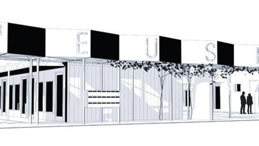 Recreación del diseño de albergue para personas sin techo que proyecta construir el Hogar Sor Eusebia en terrenos municipales.