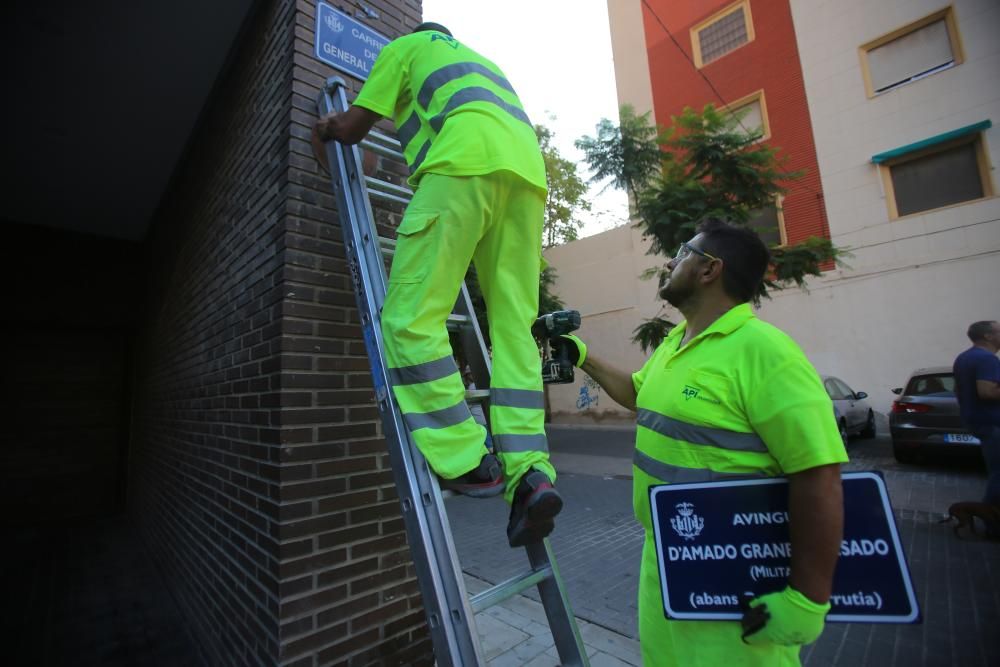 València cambia las placas de calles Franquistas