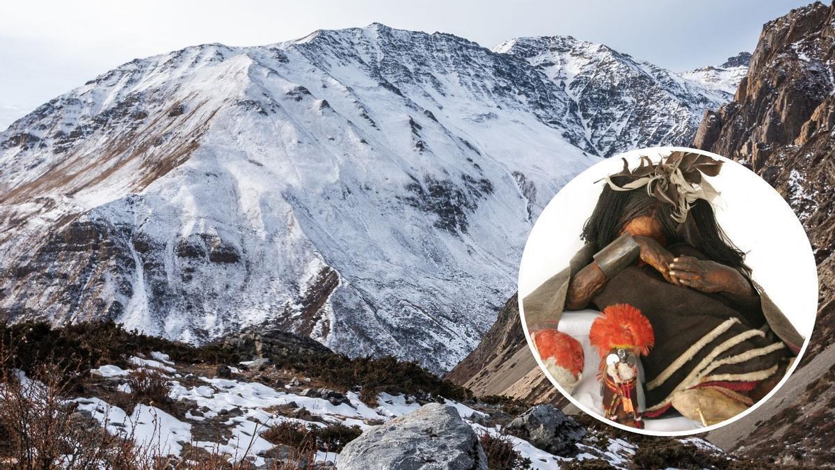 Montañas nevdas y Niño del Cerro El Plomo