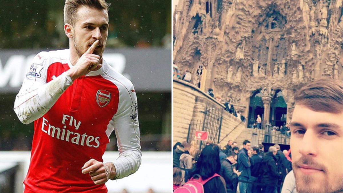 Ramsey posó junto a la Sagrada Família