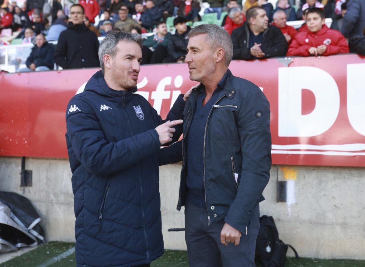 Rubén Domínguez y Óscar Cano, ayer en Zamora.