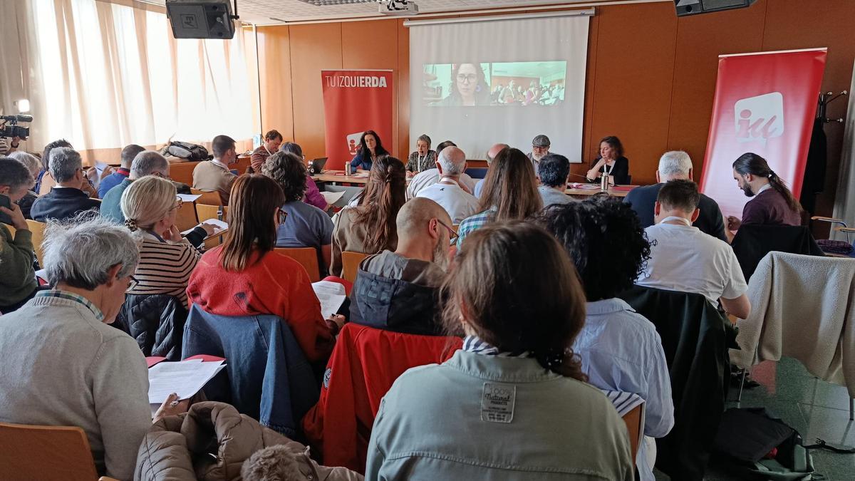 Un instante de la asamblea celebrada por Izquierda Unida Aragón este sábado.