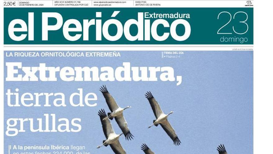 Esta es la portada de EL PERIÓDICO EXTREMADURA correspondiente al día 23 de febrero del 2020