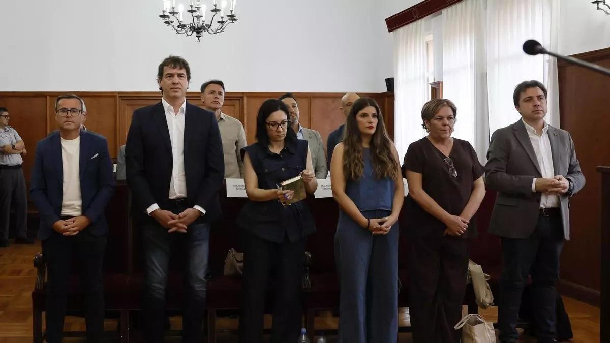 Todos los condenados, durante la vista oral celebrada en la Audiencia Provincial de Badajoz.