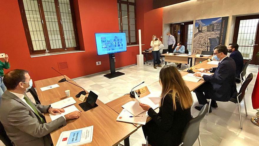 Videoconferencia con los alcaldes pedáneos, ayer por la tarde.