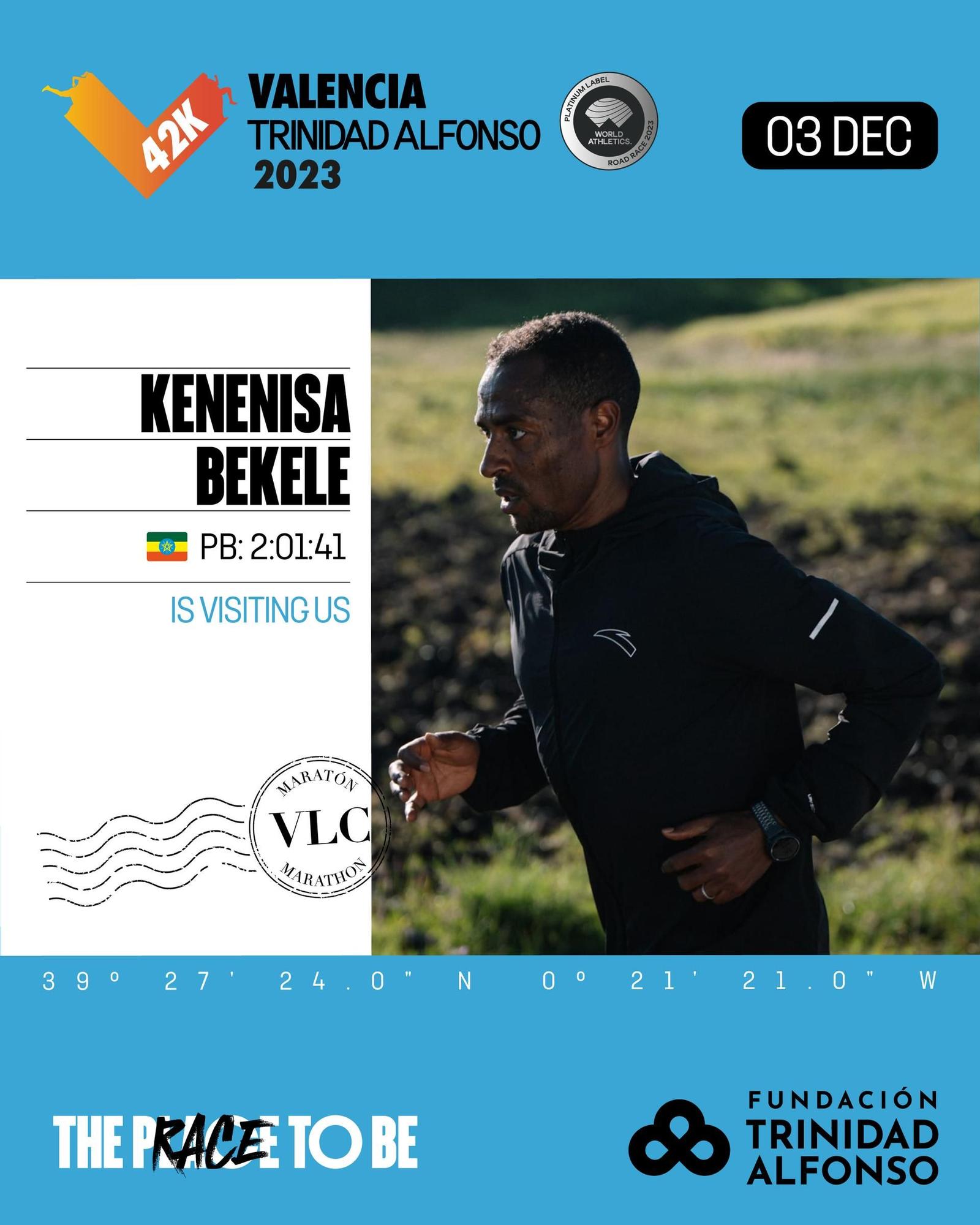 Kenenisa Bekele correrá el Maratón Valencia Trinidad Alfonso el próximo 3 de diciembre.