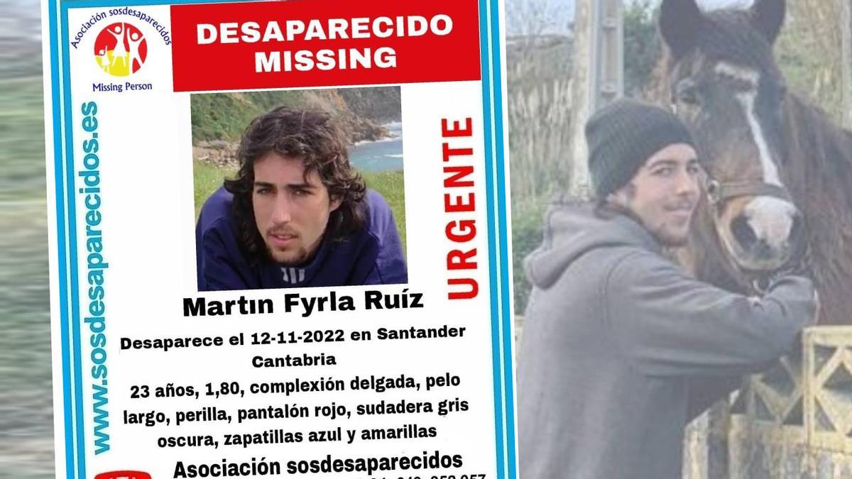 Alerta por la desaparición de Martin Fyrla; de fondo, una imagen del joven cedida por su familia.